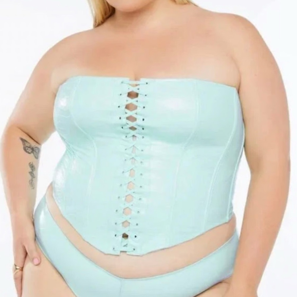 Savage X Fenty Light Blue Lace-Up Corset